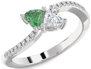 Diamond Platinum Two Heart Promise Ring