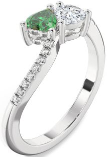 Diamond Platinum Two Heart Promise Ring