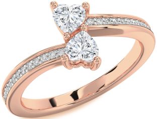 Diamond Rose Gold Two Heart Ring