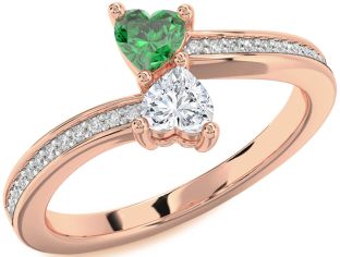 Diamond Rose Gold Two Heart Promise Ring