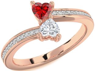Diamond Rose Gold Two Heart Promise Ring
