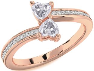 Salt & Pepper Diamond Rose Gold Two Heart Ring
