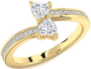 Diamond Gold Two Heart Ring