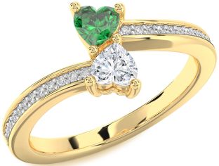 Diamond Gold Two Heart Promise Ring