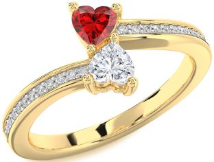 Diamond Gold Two Heart Promise Ring