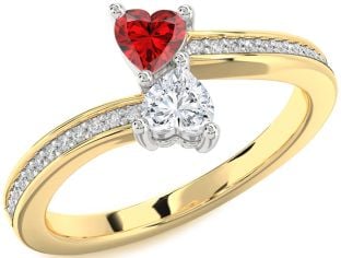 Diamond Platinum & Yellow Gold Two Heart Promise Ring