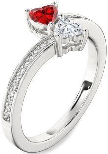 Diamond Platinum Two Heart Promise Ring