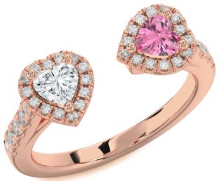 Diamond Rose Gold Two Heart Promise Ring