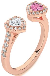 Diamond Rose Gold Two Heart Promise Ring