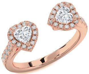 Diamond Rose Gold Two Heart Ring