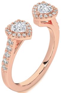Diamond Rose Gold Two Heart Ring