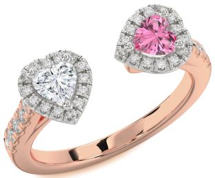 Diamond Platinum & Rose Gold Two Heart Promise Ring