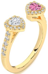 Diamond Gold Two Heart Promise Ring
