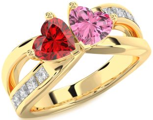 Diamond Gold Two Heart Promise Ring
