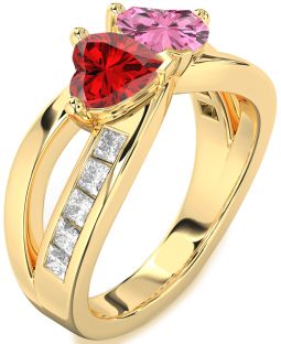 Diamond Gold Two Heart Promise Ring