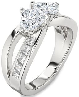 Diamond White Gold Two Heart Ring