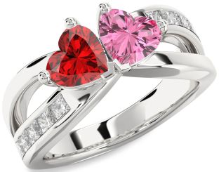 Diamond Platinum Two Heart Promise Ring