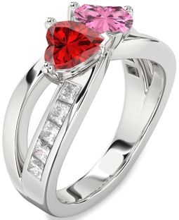 Diamond Platinum Two Heart Promise Ring