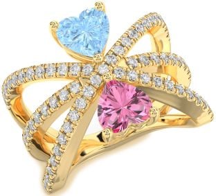 Diamond Gold Two Heart Promise Ring