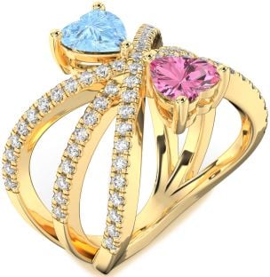 Diamond Gold Two Heart Promise Ring