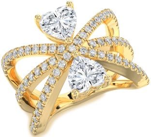 Diamond Gold Two Heart Ring