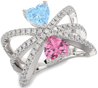 Diamond Platinum Two Heart Promise Ring
