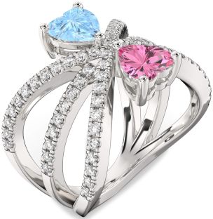 Diamond Platinum Two Heart Promise Ring