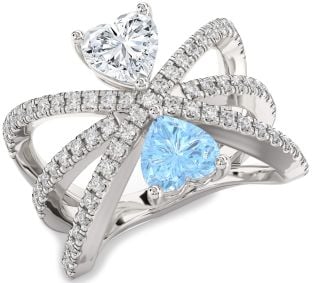 Diamond Silver Two Heart Promise Ring