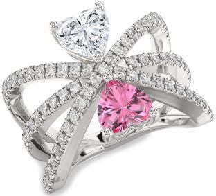 Diamond Silver Two Heart Promise Ring
