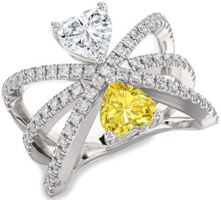 Diamond Silver Two Heart Promise Ring