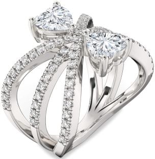 Diamond White Gold Two Heart Ring