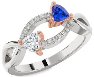 Diamond White Rose Gold Two Heart Promise Ring