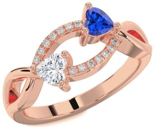 Diamond Rose Gold Two Heart Promise Ring