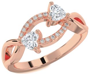 Diamond Rose Gold Two Heart Ring