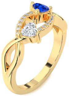 Diamond Gold Two Heart Promise Ring