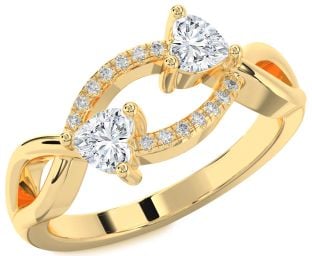 Diamond Gold Two Heart Ring