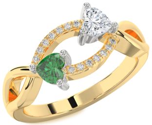 Diamond Gold Silver Two Heart Promise Ring