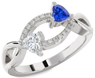 Diamond White Gold Two Heart Promise Ring