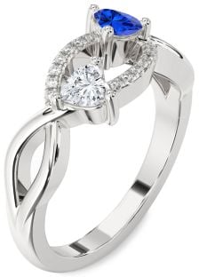 Diamond Platinum Two Heart Promise Ring