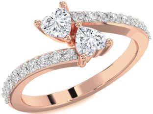 Diamond Rose Gold Two Heart Ring