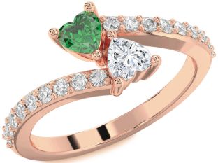 Diamond Rose Gold Two Heart Promise Ring