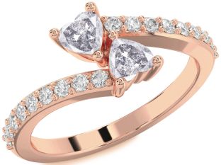 Salt & Pepper Diamond Rose Gold Two Heart Ring