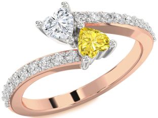Diamond White Rose Gold Two Heart Promise Ring