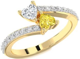 Diamond Gold Two Heart Promise Ring
