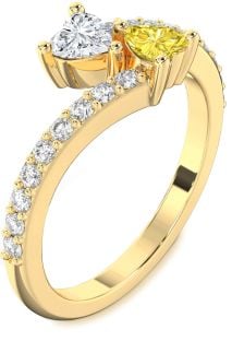 Diamond Gold Two Heart Promise Ring