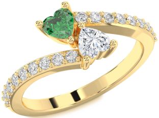 Diamond Gold Two Heart Promise Ring