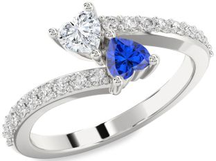 Diamond Silver Two Heart Promise Ring