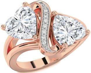 Diamond Rose Gold Two Heart Ring