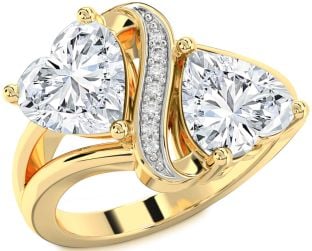 Diamond Gold Two Heart Ring