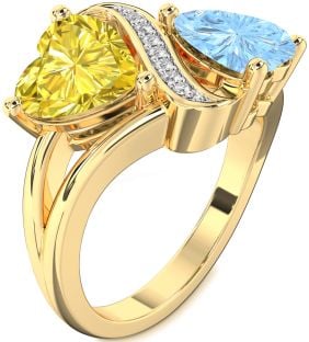 Diamond Gold Two Heart Promise Ring